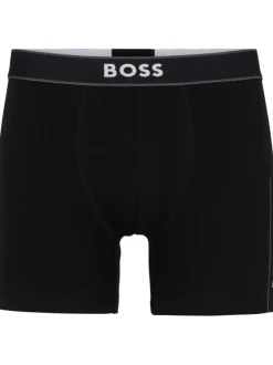 Boxer en coton noir uni avec coupe fermée et une ceinture élastiquée