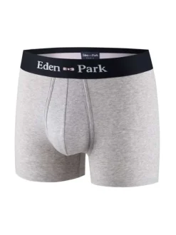 Boxer gris uni avec taille élastiquée bleu nuit avec logo de la marque