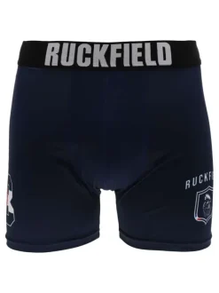 Boxer marine uni avec une coupe fermée et une taille élastiquée