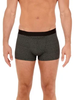 Boxer noir avec une coupe fermée et imprimé géométrique