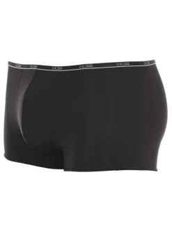 Boxer noir Plumes avec liseré et logo sur la ceinture élastiquée coupe courte