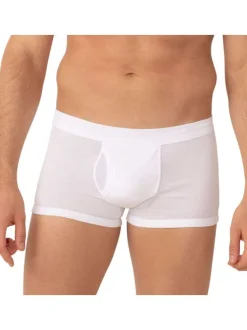 Boxer ouvert blanc uni en coton premium avec coupe sobre et confortable