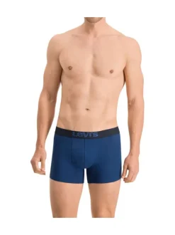 Boxers coton stretch homme bleu marine et bleu, lot de 2