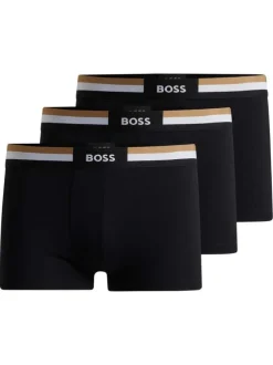 Boxers noirs unis avec ceinture bicolore et marque au centre