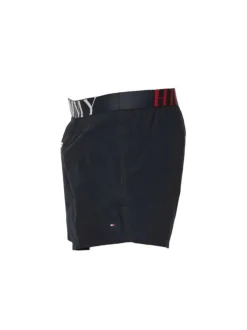 Boxer Tommy Hilfiger marine en coton stretch uni avec ceinture logotypée