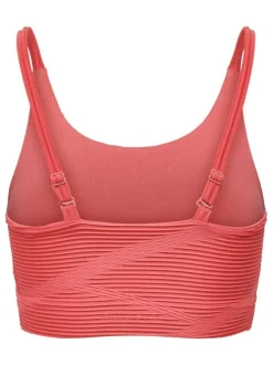 Brassière corail texturée col rond à bretelles ajustables et imprimés graphiques en relief