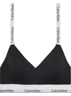 Brassière en coton mélangé noire unie avec bretelles blanches ajustables