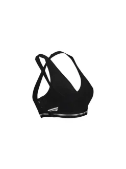 Brassière en coton noire unie avec une bande élastiquée sous la poitrine