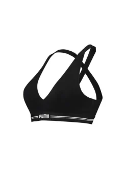 Brassière en coton noire unie avec une bande élastiquée sous la poitrine