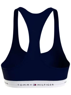 Brassière marine unie avec une bande élastiquée sous la poitrine