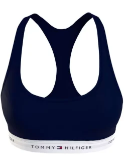 Brassière marine unie avec une bande élastiquée sous la poitrine