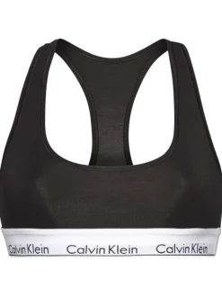 Brassière noire unie avec dos nageur et bande élastiquée sous la poitrine