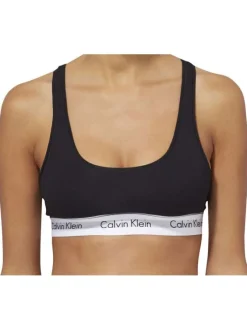 Brassière noire unie avec dos nageur et bande élastiquée sous la poitrine