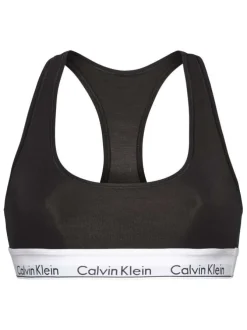 Brassière noire unie avec dos nageur et bande élastiquée sous la poitrine