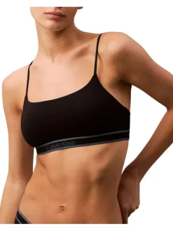 Brassière noire unie avec logo iconique de la marque et bretelles ajustables