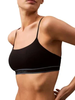 Brassière noire unie avec logo iconique de la marque et bretelles ajustables