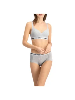 Brassière Puma grise chiné en coton mélangé unie