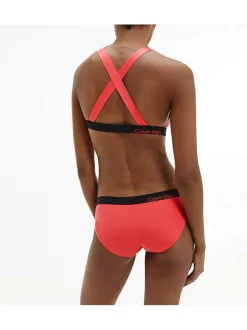Brassière rose en coton mélangé unie