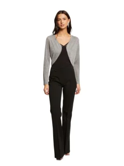 Cardigan anthracite pailleté à coupe cropped col v et à manches longues