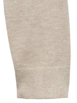Cardigan beige uni avec coupe droite col v et à manches longues