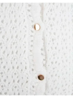 Cardigan blanc uni avec une coupe droite et des manches longues