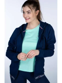 Cardigan à capuche marine uni coupe droite loungewear