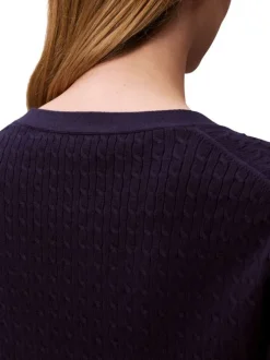 Cardigan en coton marine à coupe ajustée pourvu d'un col v profond