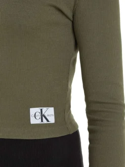 Cardigan en coton mélangé kaki avec un col v et une coupe près du corps