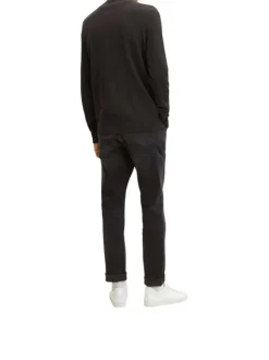 Cardigan en coton noir uni maille jersey à coupe droite et col montant