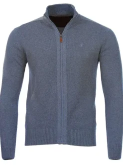 Cardigan homme droit en jersey coton indigo