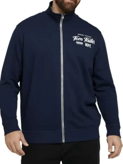 Cardigan marine pour homme en coton avec gros logo coupe droite