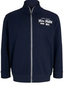 Cardigan marine pour homme en coton avec gros logo coupe droite