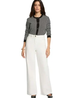 Cardigan noir à losanges bicolores et à coupe ajustée avec un col rond