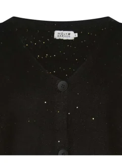 Cardigan noir uni à coupe droite col V et manches raglans