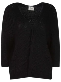 Cardigan VEBASIC noir en maille fantaisie ajourée coupe oversize