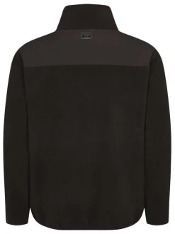 Cardigan zippé polaire noir à coupe droite col montant et à manches longues