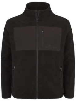 Cardigan zippé polaire noir à coupe droite col montant et à manches longues