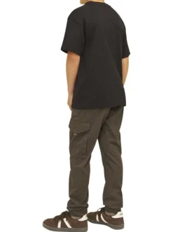 Cargo en coton biologique chocolat uni à coupe slim fit et à taille basse
