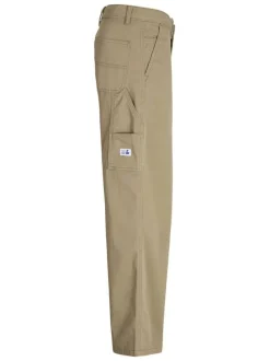 Cargo en coton camel uni à coupe droite avec logo blanc et bleu