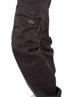 Cargo en coton gris anthracite uni à coupe slim et à taille intermédiaire
