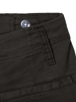 Cargo en coton noir uni avec une coupe slim élastiquée aux ourlets et 6 poches