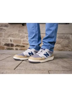 Cargo en coton mélangé beige uni à coupe regular fit avec des lacets sur le bas