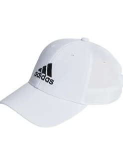 Casquette blanche unie avec logo et nom de la marque brodé en noir