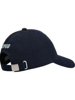 Casquette bleu marine en coton à imprimé muni d'une fermeture strapback