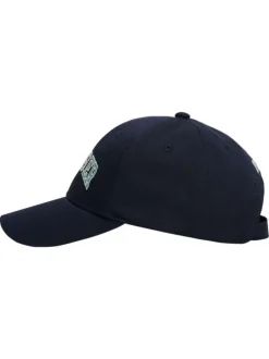 Casquette bleu marine en coton à imprimé muni d'une fermeture strapback