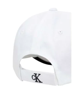 Casquette en coton biologique blanche unie avec liseré noir logotypé