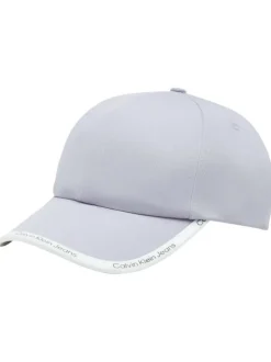 Casquette en coton biologique lilas unie avec liseré blanc logotypé
