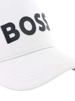 Casquette en coton blanche unie avec logo noir brodé à l'avant