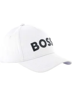Casquette en coton blanche unie avec logo noir brodé à l'avant