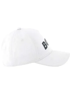 Casquette en coton blanche unie avec logo noir brodé à l'avant